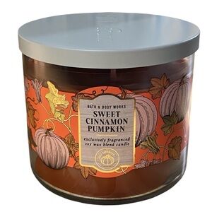 Bath & Body Works White Barn Sweet Cinnamon Pumpkin 3-Wick Candle